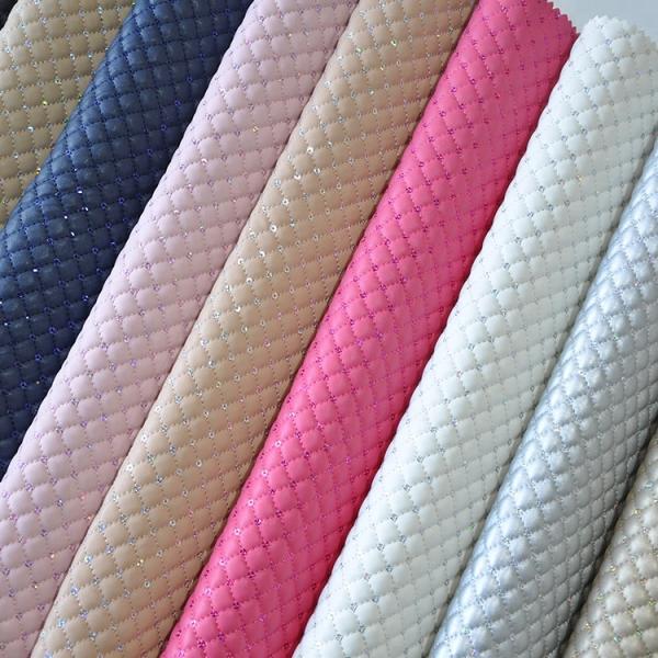 Trade Assurance Hot Sale Shiny Sequin Pu Synthetic Embroidered quilted shoe leather