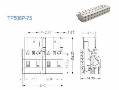2 - 16 Pole Female Plug In Terminal Connector Block 7.5mm Pitch 300V 15A