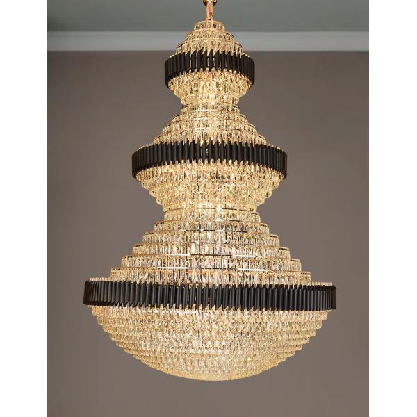 Top luxury Staircase Chandelier Lighting Large Home Decoration Crystal black ceiling light(WH-NC-93)