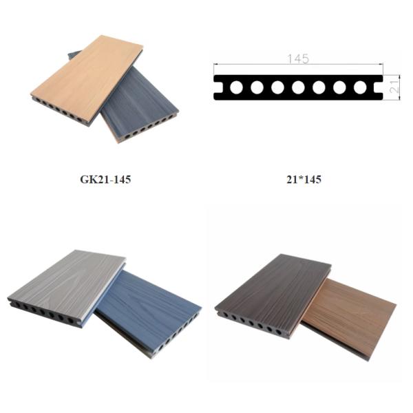Solid WPC Outdoor 16 Ft Decking Boards Coextrusion Woodgrain Hollow Flooring