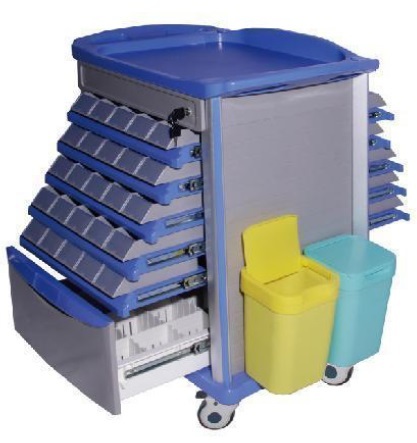 ABS  Medicine Trolley with double side drawers medical trolley cart 