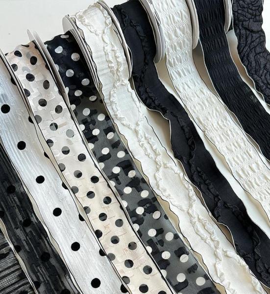 DIY Decorative Floral Packaging 14m Black and White Ribbon Qixi Bouquet with Ribbon Flower Shop