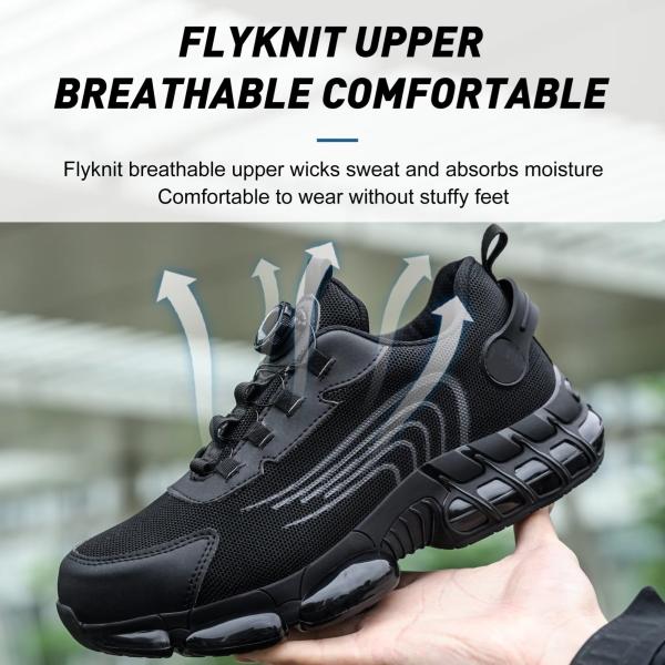 Chaussures de sécurité en microfibre noire à semelle enduite d'air pour la sécurité industrielle