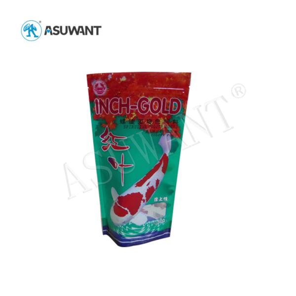 Resealable PE Glossy Shaped Small Stand Up Pouch Pet Food Bags For Fish
