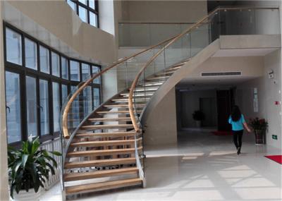 Prefabricated Building Curved Stairs Laminated Glass Tread DIY Installation For Villa