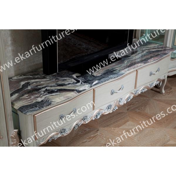 Antique Marble Top TV Stand Classic wooden cupboard designs modern living room cabinet