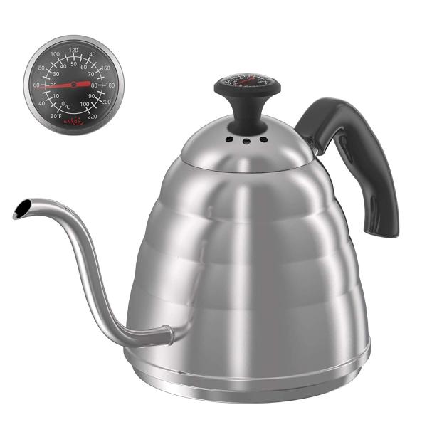 Coffee Drip Gooseneck Kettle With Thermometer Silver Color Oem Odm Service