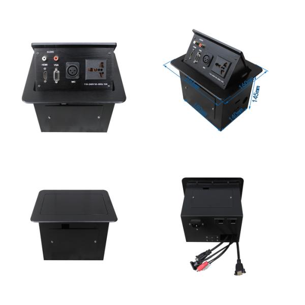 Brushed Black Color Pop Up Power Socket 10a Customized Hdmi VGA Port