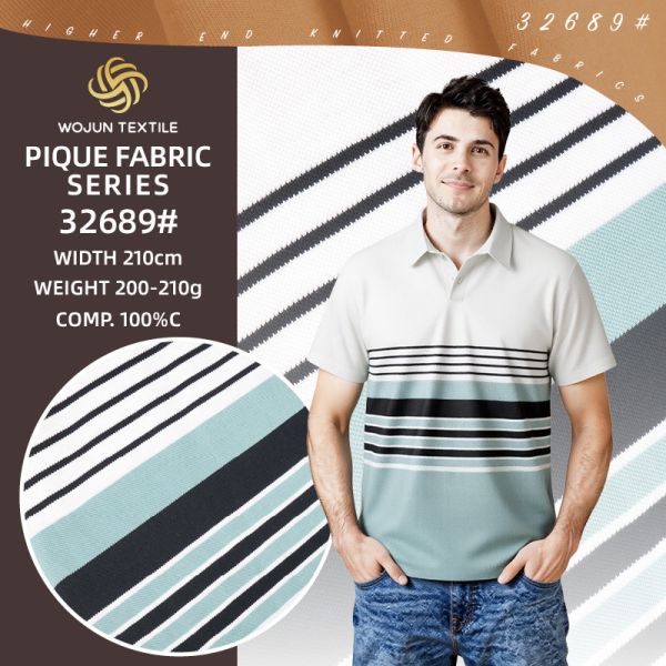 190cm Striped Cotton Pique Fabric: Yarn-Dyed Stretch for Modern Polos