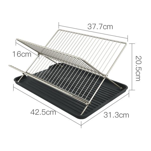 Folding X Shape Kitchen Dish Rack , 20.5cm Height Stainless Dish Rack