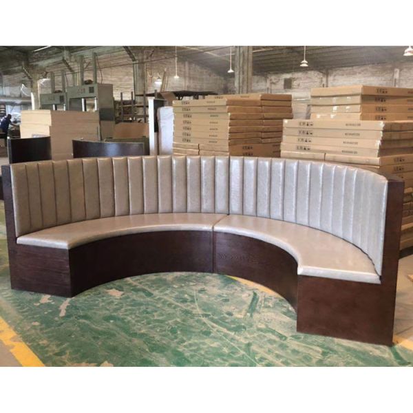 Customization U Shaped Wooden Restaurant Booths Seating Coffee Shop Furniture PU Leather Sofa Bench