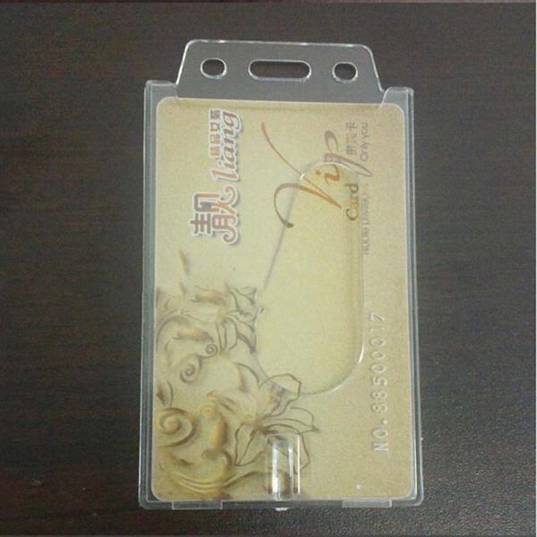 Hard Plastic ID Card Accessories Vertical Badge Holder 10 x 6cm For Double Card