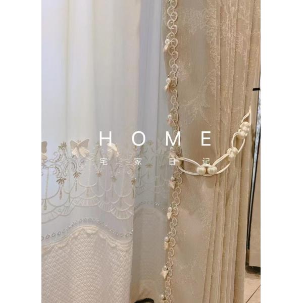Hollowed White Cotton Lace Embroidery Muslin Curtains Blackout Window Hotels Hospitals