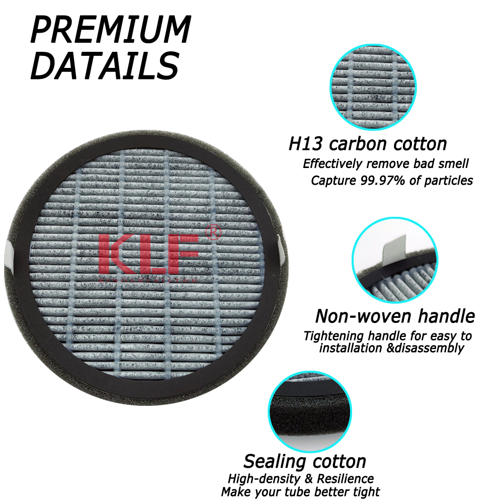 Round H13 Carbon Fiber Air Purifier Filter 148x15mm Replacement for Dust and Smoke Removal