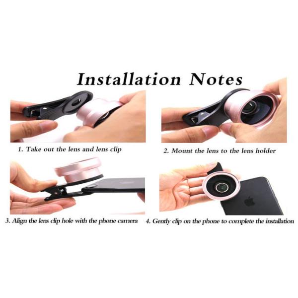 Rose Gold External Phone Camera Lens 0.45X Wide Angle Smartphone Macro Lens