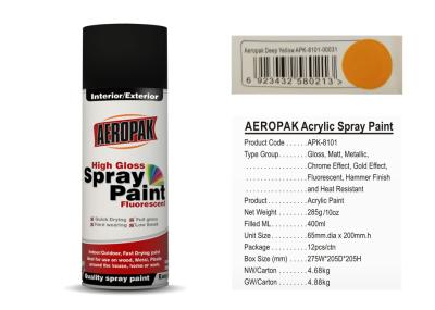 Tipo de AEROPAK profundo - pintura à pistola amarela da lata do aerossol da cor com GV