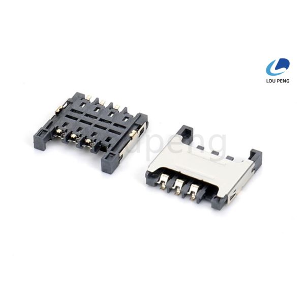 Copper Alloy Contact SIM Holder Connector Black Withstanding Voltage AC 500V Rms Designed For Stable And SIM Card Interface