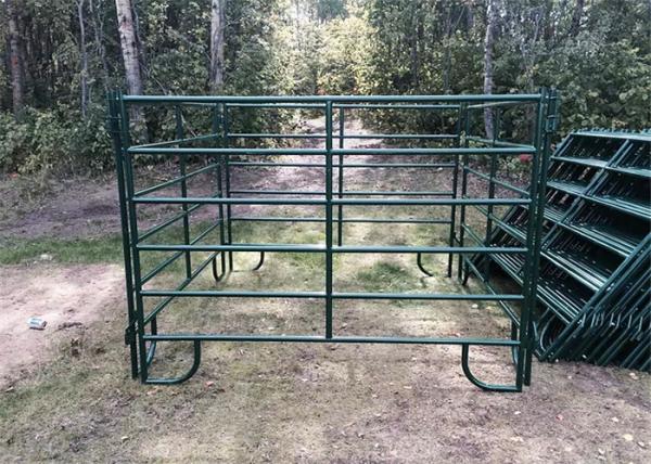 Green Coated Lightweight Horse Corral Panels 5 3'' Tall By 7 Long Round Pipe