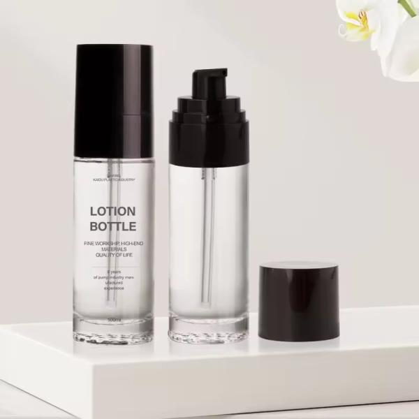 Bouteilles de cosmétiques en verre transparent Bouteilles de pompe à lotion écologique personnalisées