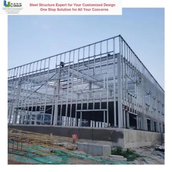 Hot DIP Galvanized Light Weight Logistic Workshop Warehouse Pre-Engineering Prefabricated Steel Structure Frame With Brace