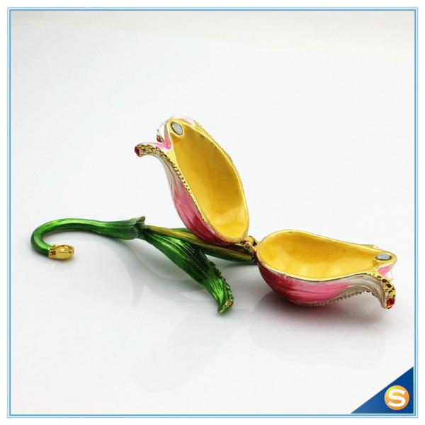 Handmade Pink Bud Flower Trinket Box Belt Hook Jewelry Box SCJ643