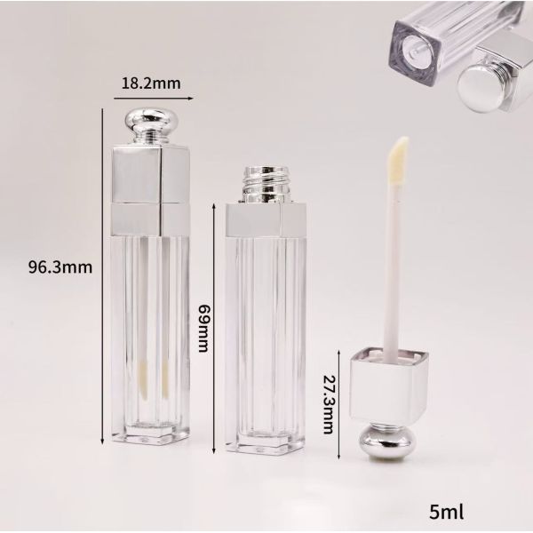 Empty Lip Gloss Tube Square Acrylic Tube Luxury Lip Gloss Packaging Private Label Cosmetics Packaging