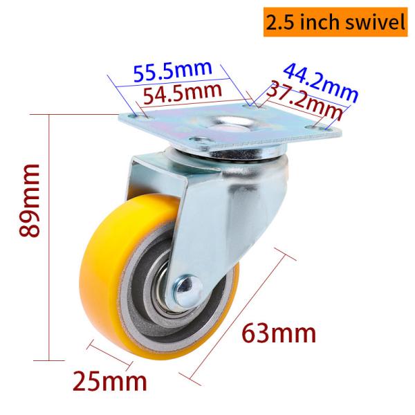 EDL de trabajo ligero 2.5 pulgadas 80 kg de placa de aluminio de rueda por tipo rígido, giratorio y freno