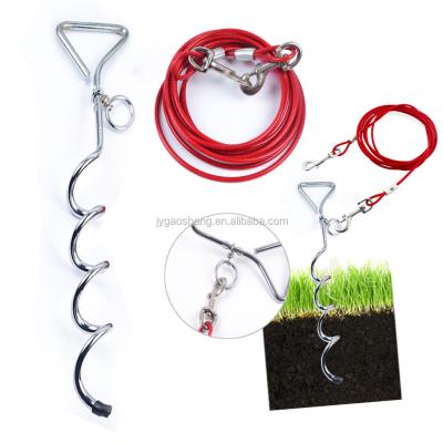 50ft 100ft Dog Training Steel Dog Tie Out Cable And Stake Run Trolley Outdoor