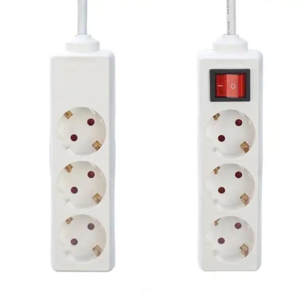EU Certified H05VV-F 3x1.5mm2 4 Outlet Power Strip Socket Extension Cord with Switch Eu Plug 16A