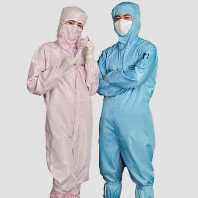 White Pink Blue Cleanroom Supplies Custom Anti Static Striped Fiber Clothes