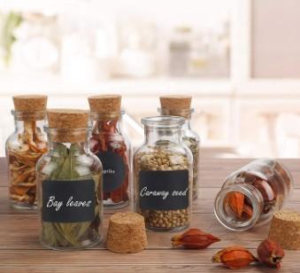 5oz Kitchen Seasoning Empty Spice Jars With Cork Lids And Labels