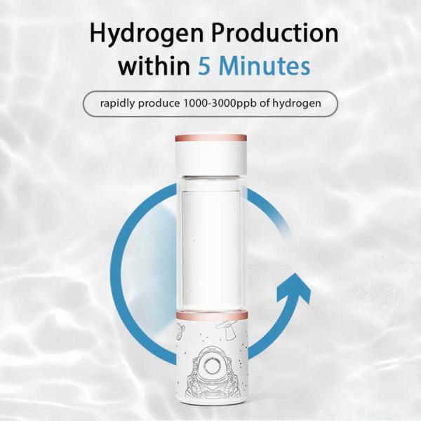 Générateur d'eau d'hydrogène portable en verre rechargeable 1,3 ppm-2 ppm