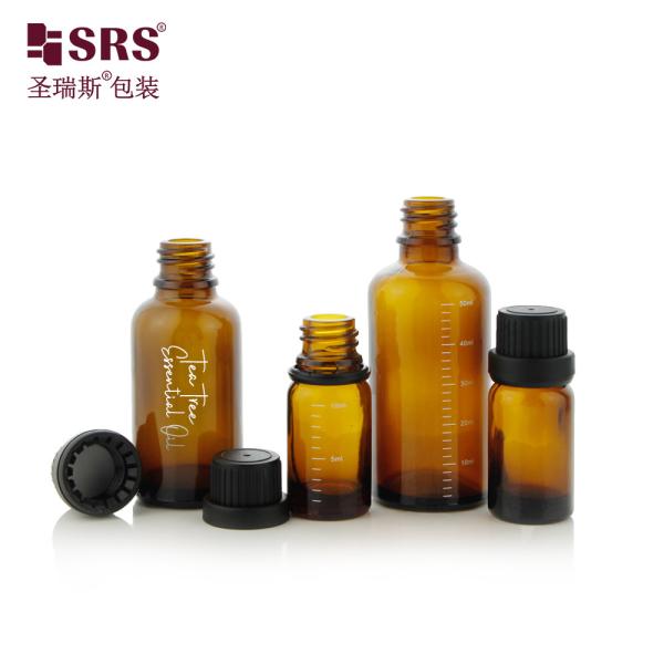 Transparent Amber Blue Green Color Glass Bottle For Essential Oil With Child Proof Lid