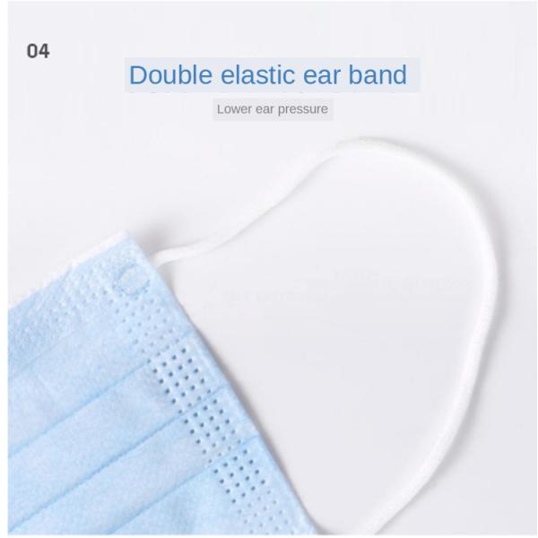 White Blue Disposable Non Woven Face Mask Ear Hook Headband Adjustable