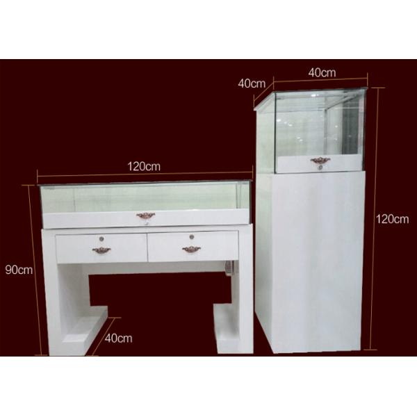 White Color Wooden Glass Display Cases Flat Pack Plinth With Glass Cabinet