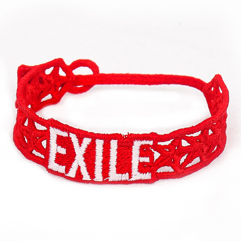 Customized Embroidered Exile Water Bracelet Personalized Hollow Canvas Adjustable Letter Bracelet Simple Style