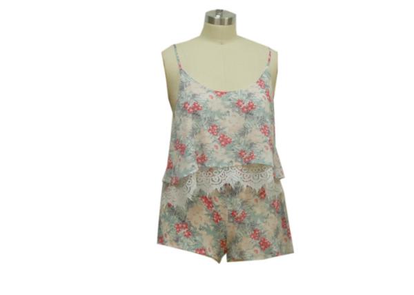 Crinckled Crepe Women'S Pajama Short Sets , Womens Summer Loungewear OEM Service