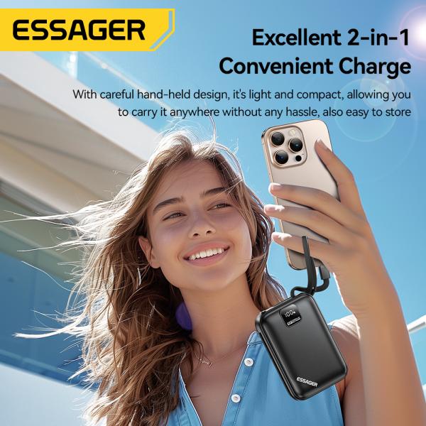 Essager ES-D025 65W Portable Laptop 20000mAh Power Bank With Type C Lightning Cables