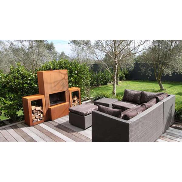 Изготовленная на заказ на открытом воздухе Freestanding древесина горя камин Corten стальной с деревянным хранением