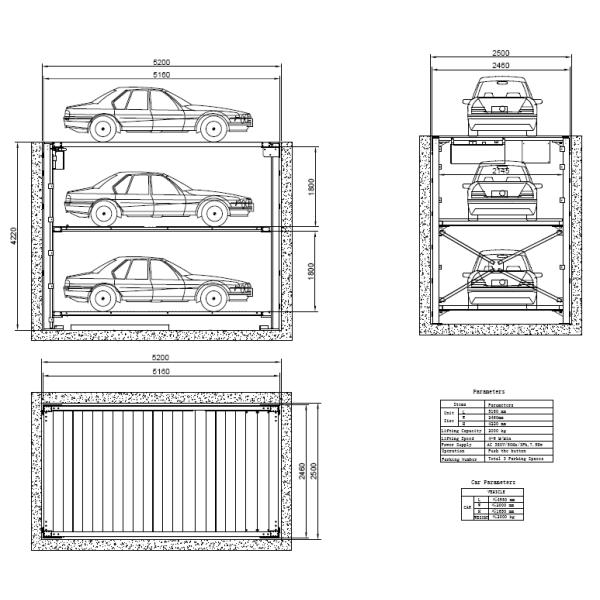 2 or 3 Undground Car Parking Lift Suppliers/Carpark System/Automatic Parking Car Lift/Double Decker Garage