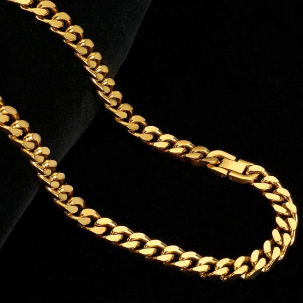 6mm 8mm 18k Gold Plated Stainless Steel Multi Sizes Chain Silver Cuban Link Chain