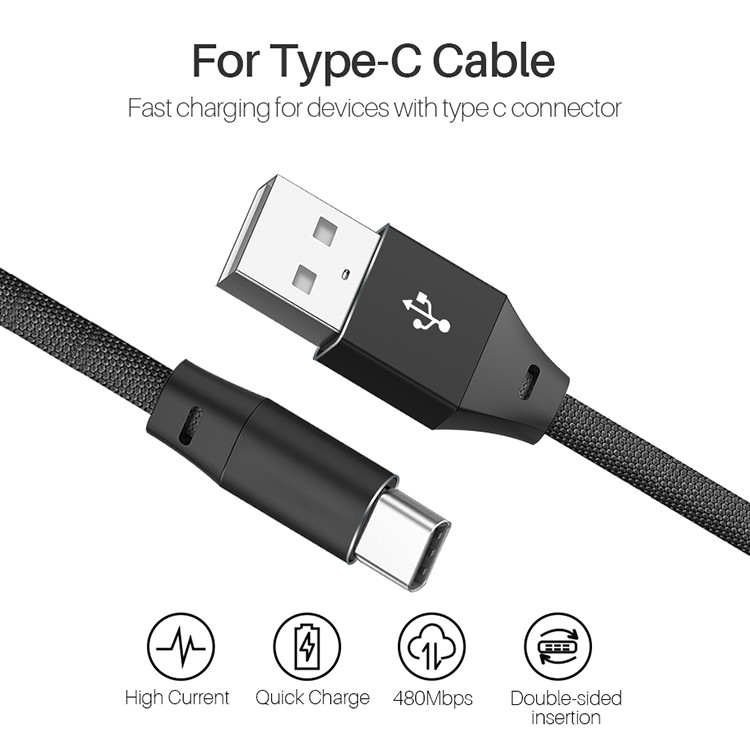 Braided Nylon SGS To USB A to TYPE-C 2.0 Cable Universal Compatibility