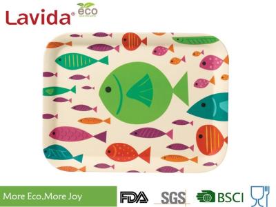 Ocean Fish Style Bamboo Fiber Tray , Shatter Proof Recycled Material Food Serving Trays