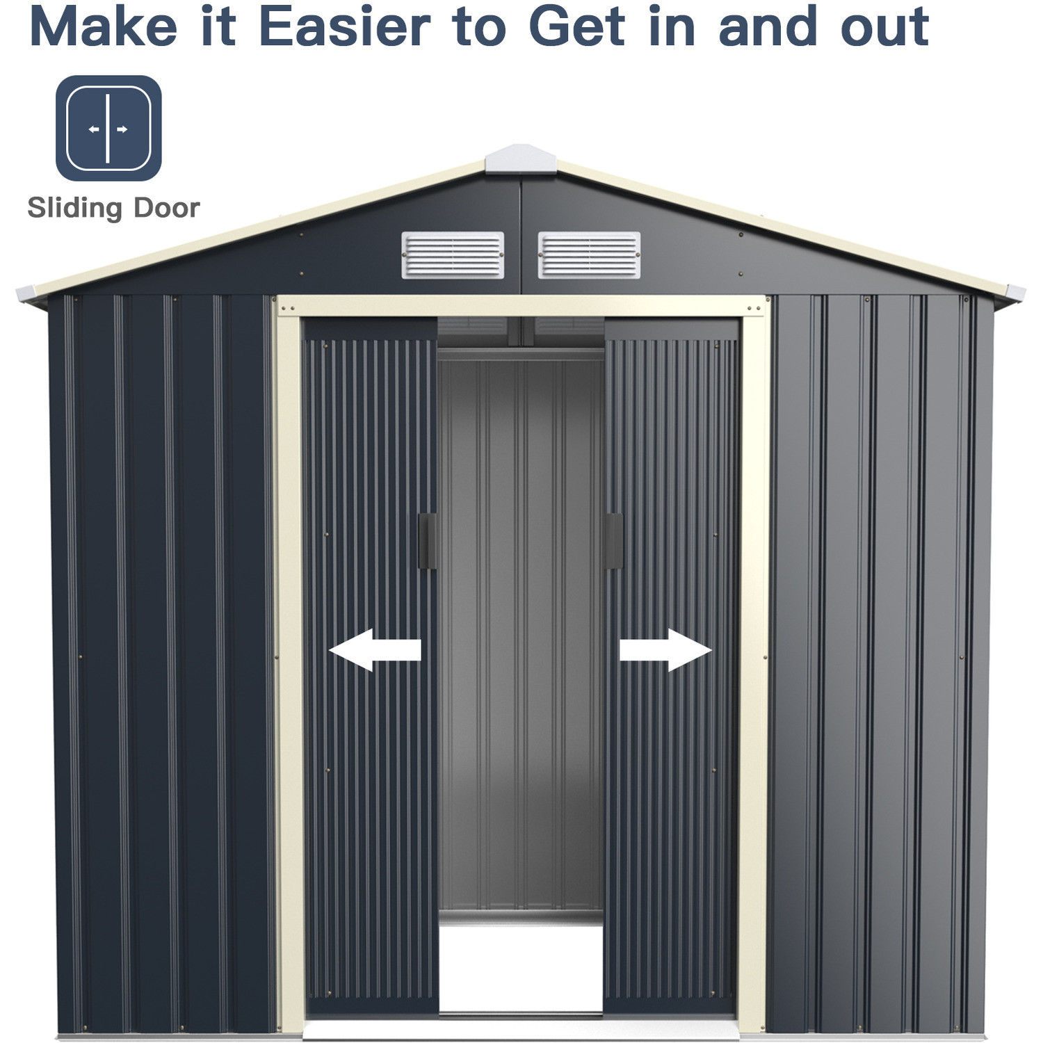 Large Size Metal Garden Building Shed with 4 Vents 43kg Powder Coated Frame by AJUNION