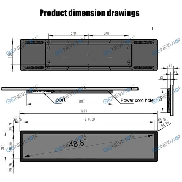 Advertising Stretch Bar Signage 48.8 Inch LCD Touch Screen