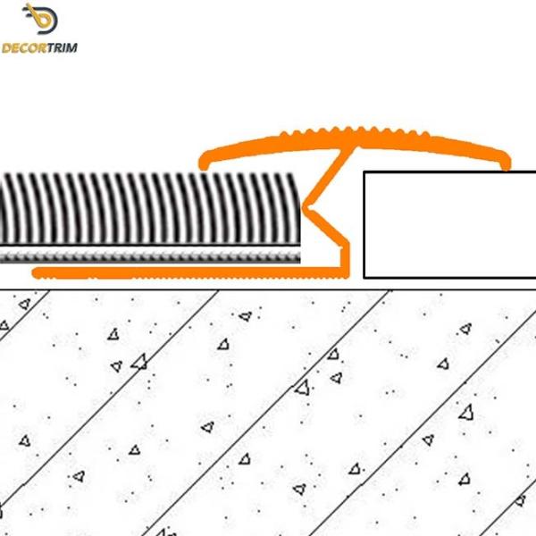 8.5mm Zig Zag Carpet Strip , Anodized Shiny Gold Metal Carpet Trim