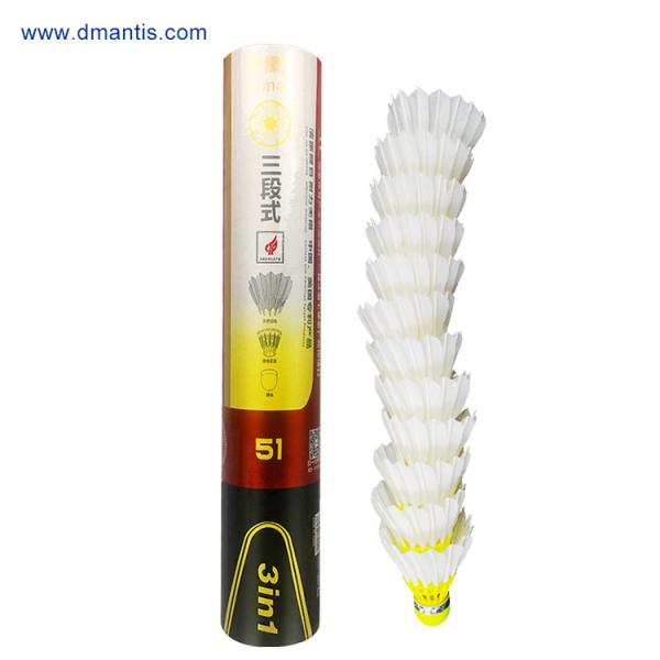Training Goose Feather Shuttles 3in1 Feather Shuttlecock Badminton Fluorescent Yellow