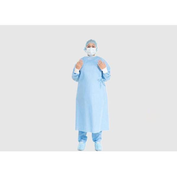 Light Weight 35g Dust Proof Blue Sms Surgical Gown , Disposable Surgery Gowns