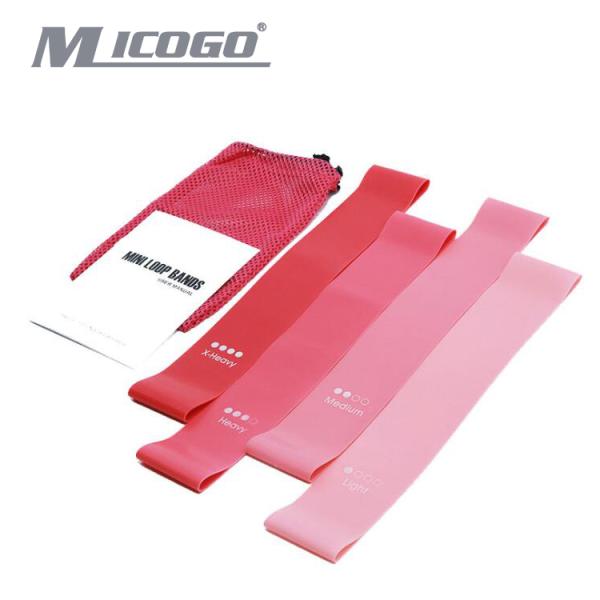 Logo Custom High Stretch Women Hip Butt Thigh Band 600*50mm 4 Pcs Set pink Mini Loop Resistance Band