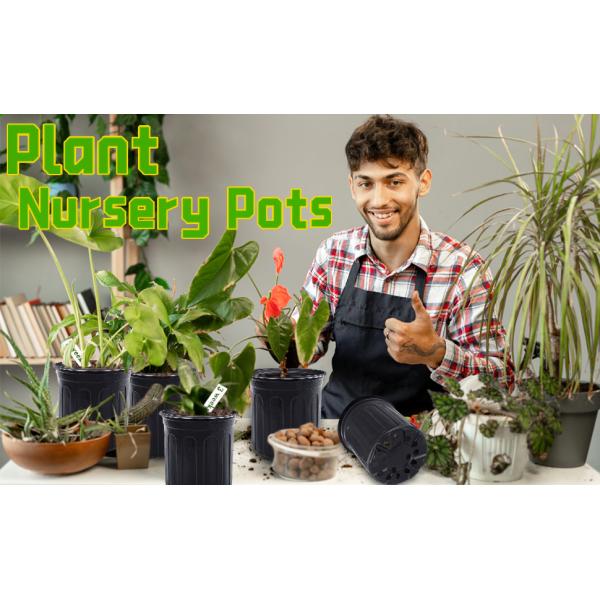 Gallon Plant Nursery Pots,Plastic Pots With Drainage Holes,Garden Flower Container Seedling Pot With White Label For Planting,Cuttings,Transplanting,Home Garden